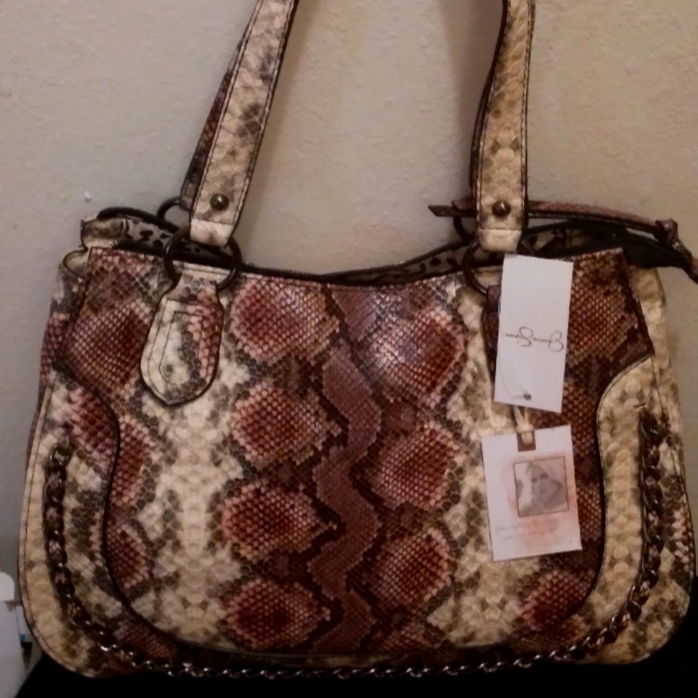 Jessica Simpson Python printed handbag